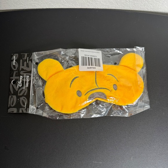 Disney x Loungefly Accessories - Disney Loungefly Winnie the Pooh Eye Mask OS Yellow Plush 3D Ears New